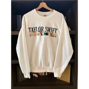Taylor Swift Embroidered Eras White Crewneck Sweatshirt Size Medium